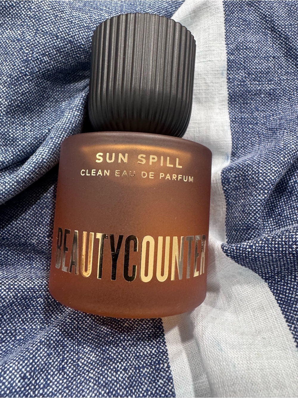 Beautycounter Sun Spill Eau de Parfum — Amber Brown & Black Bottle